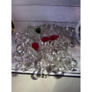 Mixed Lot Brass Bow Crystal Prisms, Chandelier, Various Sizes, Shapes